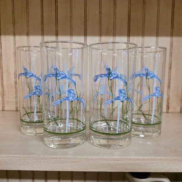 Corelle Other - Corelle Shadow Iris Glass Tumblers 14oz Set of 4 Drinking Glasses Replacement